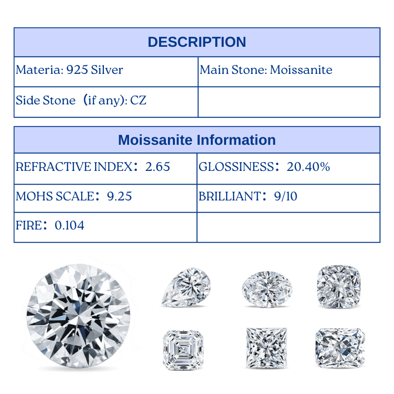 Women's 4.58g Moissanite Engagement Ring in S925 Silver